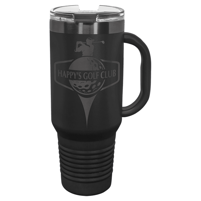 PC 40 oz. Black/Ghost Black ION-Plated Travel Mug w/Straw