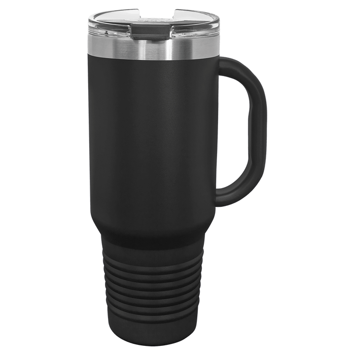Polar Camel 40 oz. Black Travel Mug w/Handle, Straw Included