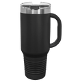 Polar Camel 40 oz. Black Travel Mug w/Handle, Straw Included