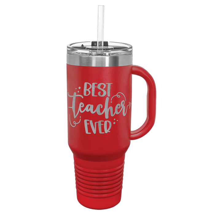 Polar Camel 40 oz. Red Travel Mug w/Handle, Straw Included