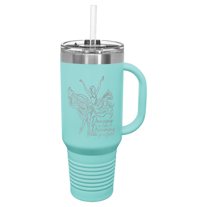 Polar Camel 40 oz. Teal Travel Mug w/Handle, Straw Included