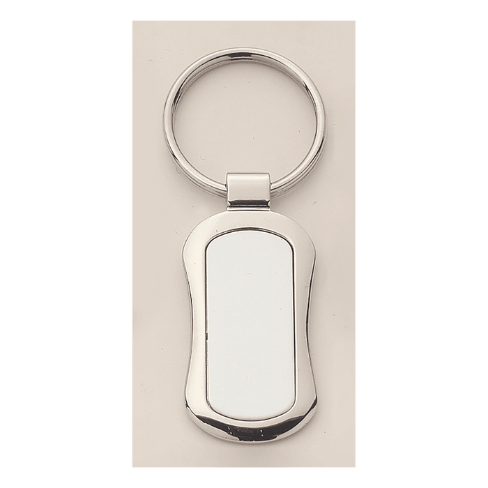 Polished Silver Key Ring w/Matte Silver Engravable Insert
