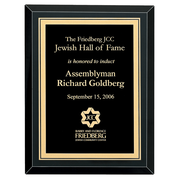 Premium Black Piano Finish Plaque w/Gold Border Plate