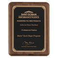 Premium Walnut Piano Finish Plaque w/Gold Border Plate