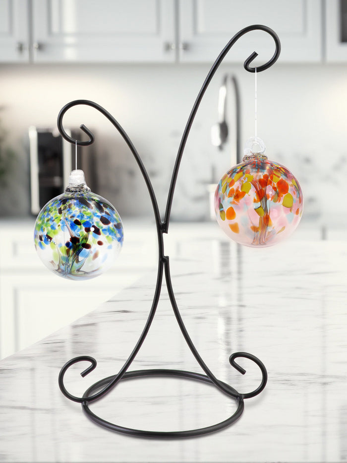 Rainbow Tree of Life 2 4 Inch Mystic Hand Blown Decorative Glass Ornaments with Stand