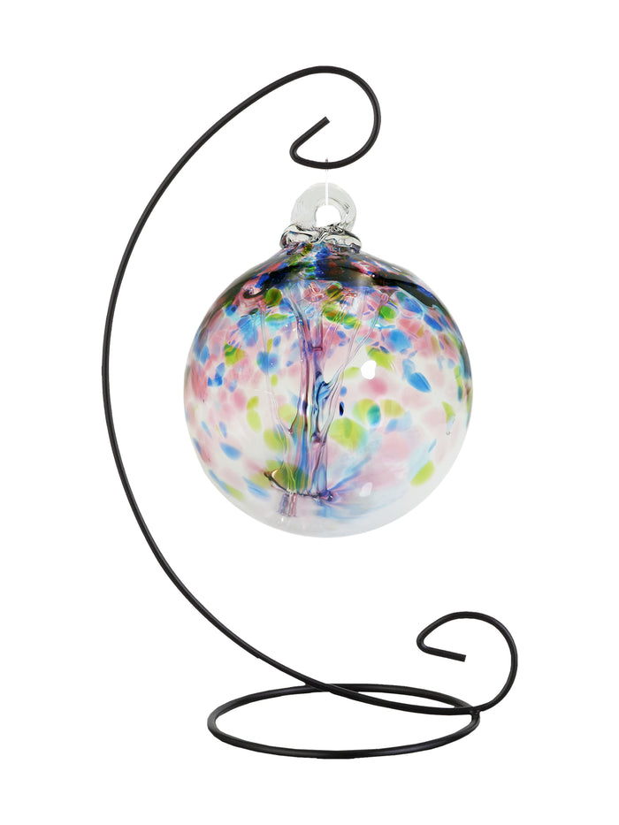 Rainbow Tree of Life 4 Inch Hope Hand Blown Decorative Glass Ornament with Stand