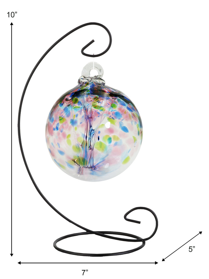 Rainbow Tree of Life 4 Inch Hope Hand Blown Decorative Glass Ornament with Stand