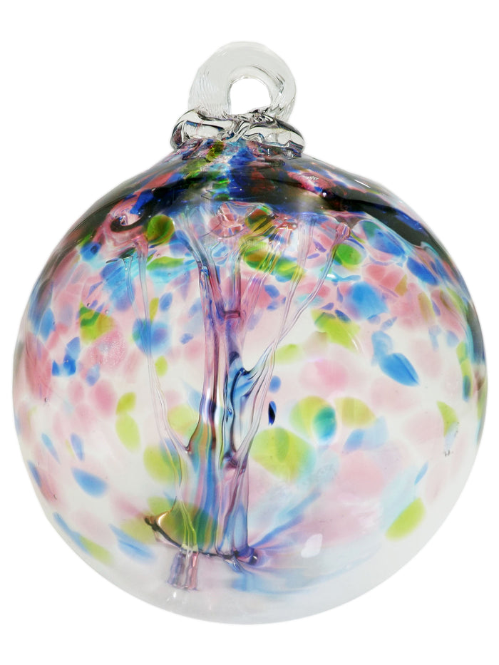 Rainbow Tree of Life 6 Inch Hope Hand Blown Decorative Glass Ornament with Stand