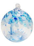 Rainbow Tree of Life Aqua 3 Inch Hand Blown Decorative Glass Ornament