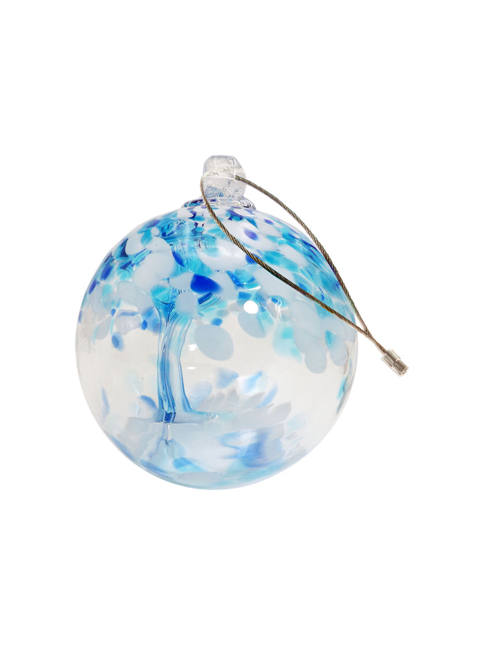 Rainbow Tree of Life Aqua 4 Inch Hand Blown Decorative Glass Ornament