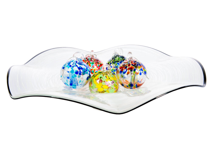 Rainbow Tree of Life Aqua 4 Inch Hand Blown Decorative Glass Ornament