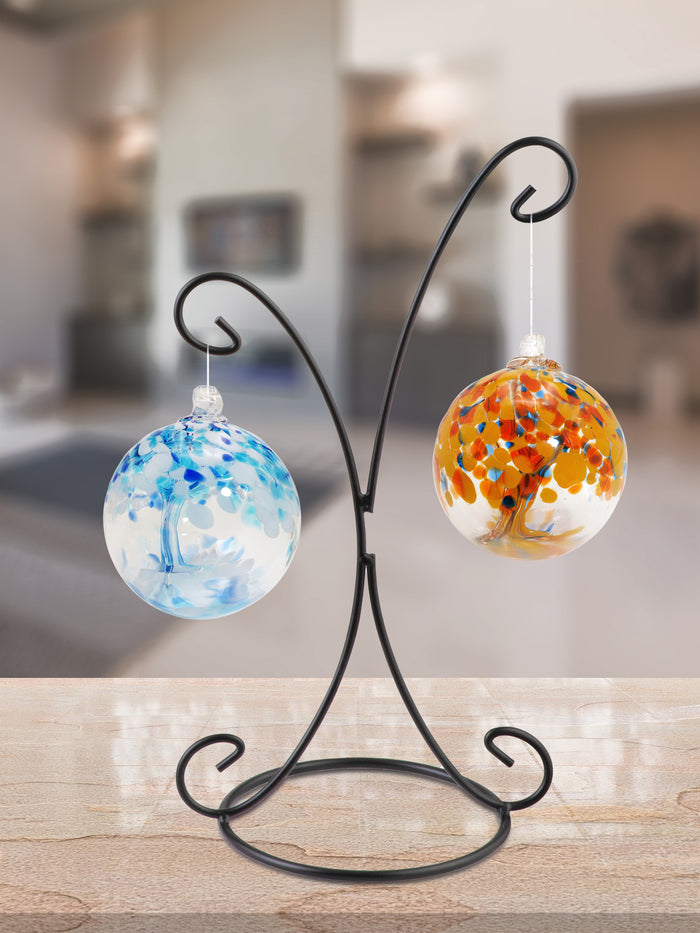 Rainbow Tree of Life Aura 4 Inch Hand Blown Decorative Glass Ornament