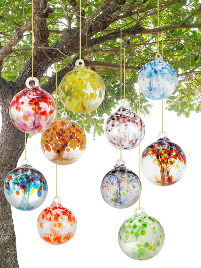 Rainbow Tree of Life Enchanted 6 Inch Hand Blown Decorative Glass Ornament