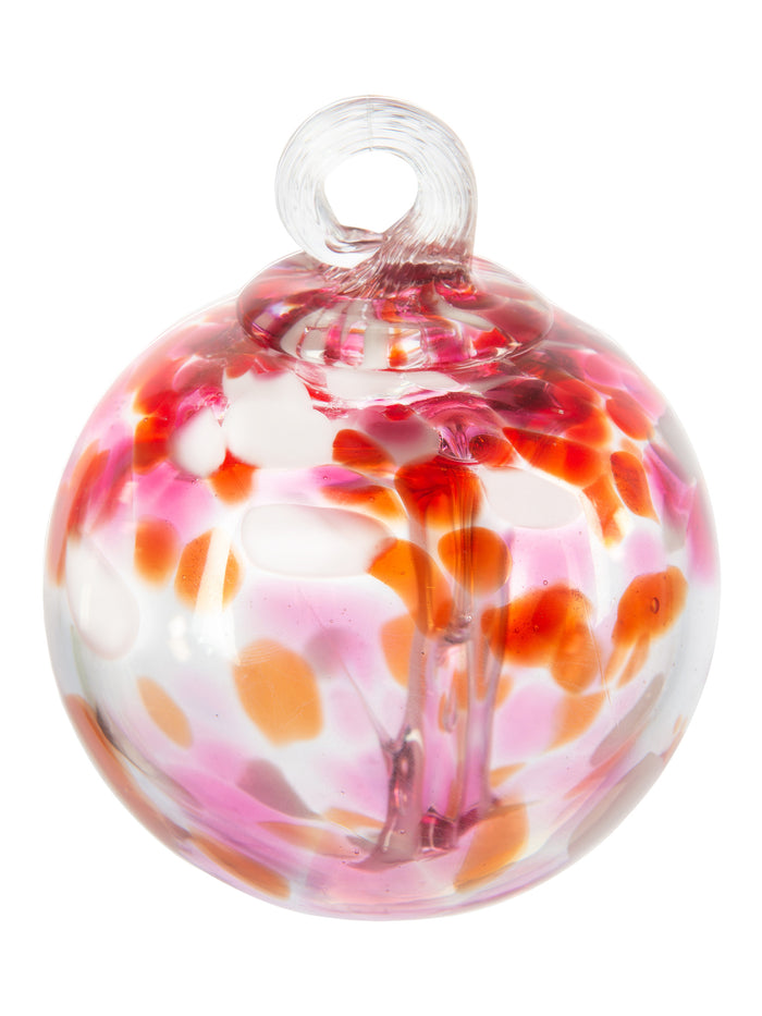 Rainbow Tree of Life Golden Pink 4 Inch Hand Blown Decorative Glass Ornament