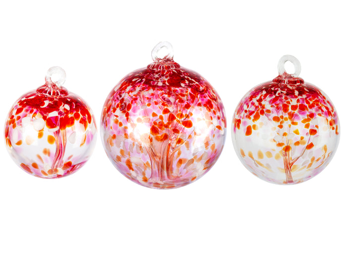 Rainbow Tree of Life Golden Pink 4 Inch Hand Blown Decorative Glass Ornament