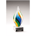 9" Rainbow Twist Art Glass on Clear Glass Base