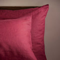 Raspberry French Linen Pillowcases close-up detail 1 | Soak and Sleep