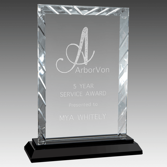 8" Rectangle Accent Glass on Black Base