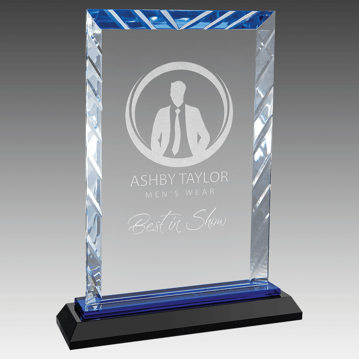 8" Rectangle Accent Glass on Blue Base