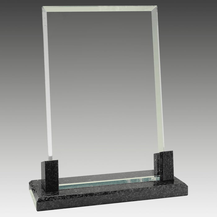 8" Rectangle Glass with Black Marble Base