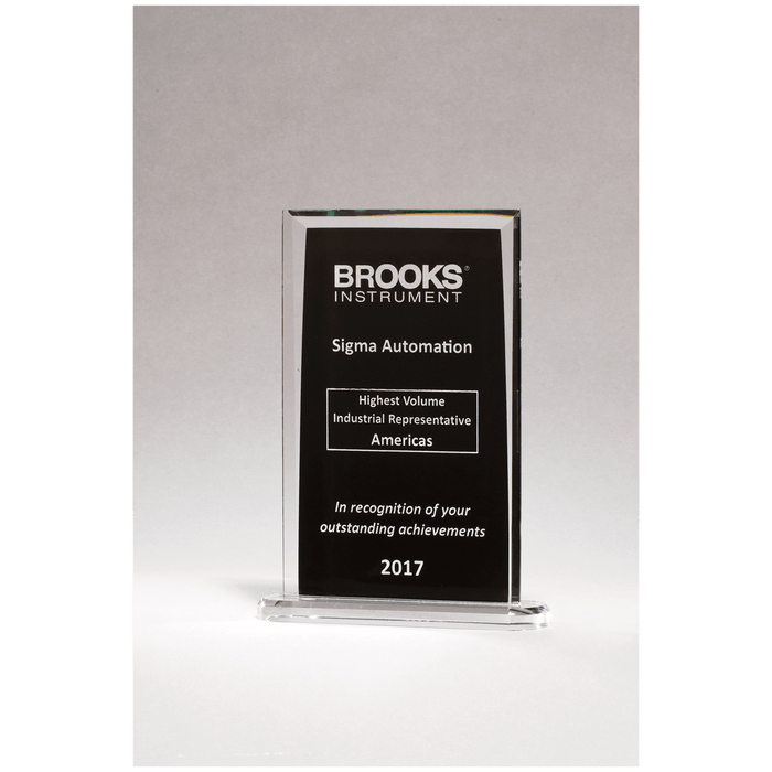 6.25" x 8.25" Rectangular Glass Award with Black Center
