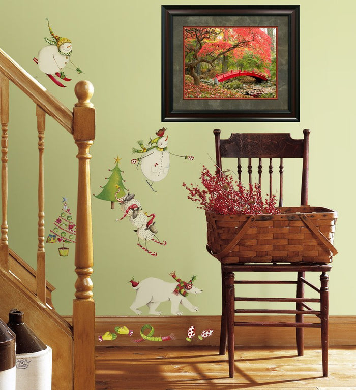 Red Bridge Framed Art Installed Nest to Staircase