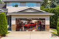 Red Corvette C7 Parked in the Garage - Garage Door Cover Banner Wrap #1