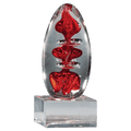 Red Egg Shaped Art Glass on Base - AGAR91