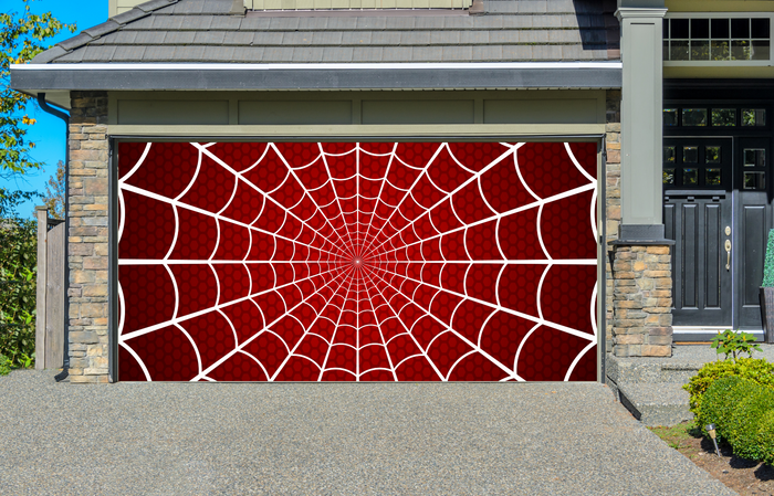 Red Spider Web Garage Door Cover Wrap Decoration