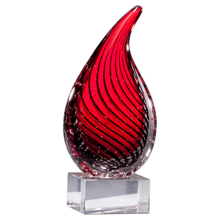 Red Teardrop Art Glass on Base - AGAR90