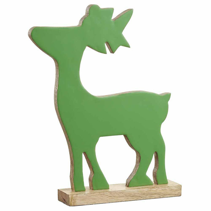 Reindeer - Mango Wood Enamel - Green - Findlay Rowe Designs