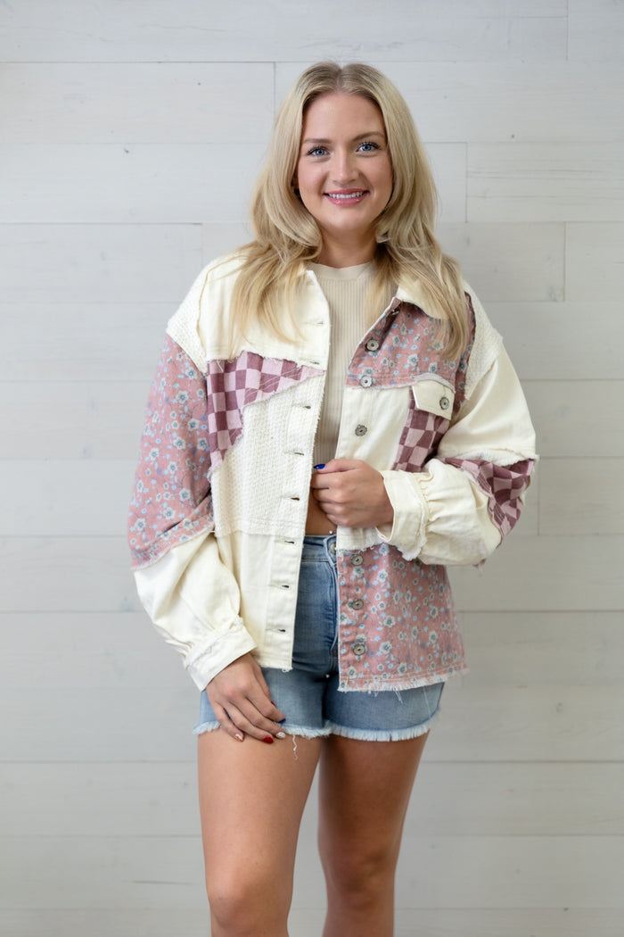 Relaxed Fit Balloon Sleeve Patch Jacket