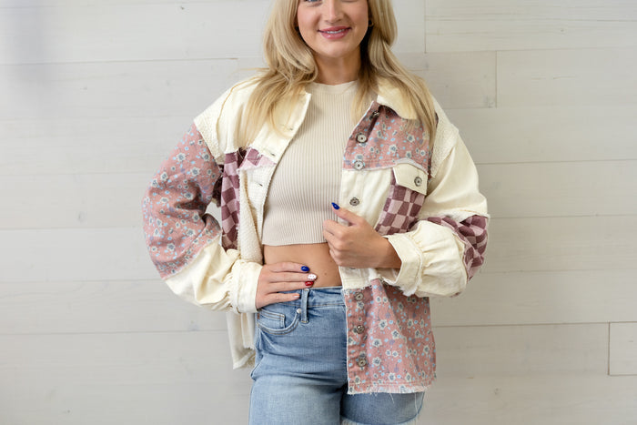 Relaxed Fit Balloon Sleeve Patch Jacket