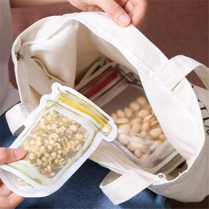 Reusable Mason Jar Style Zipper Sealed Storage Bags