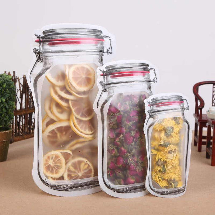 Reusable Mason Jar Style Zipper Sealed Storage Bags