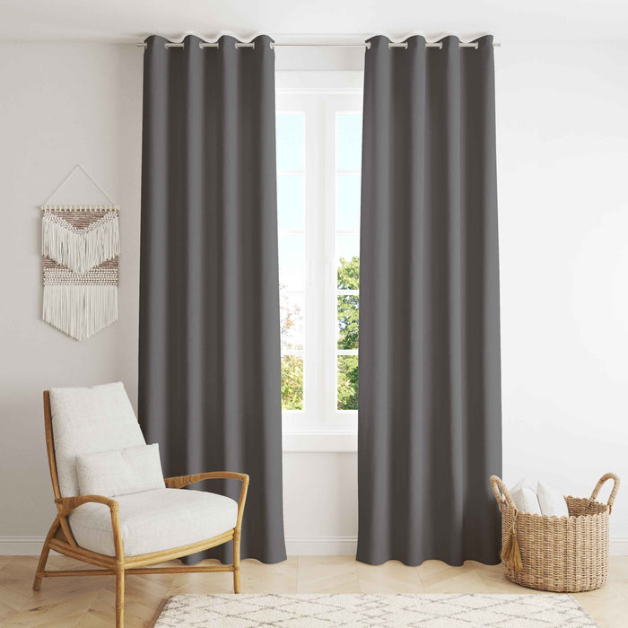 Room Darkening Thermal Insulated Eyelet Noise Reducing Blackout Curtain