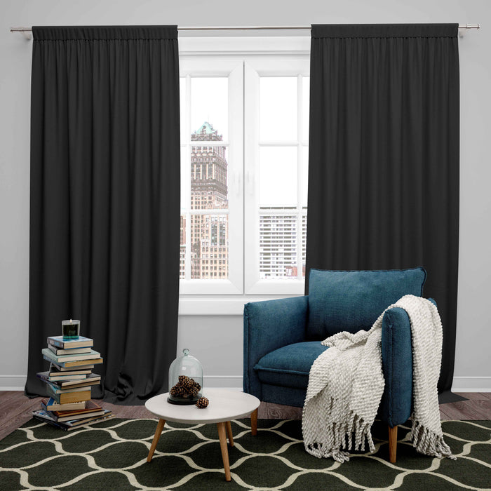 Room Darkening Thermal Insulated Rod Pocket Noise Reducing Blackout Curtain