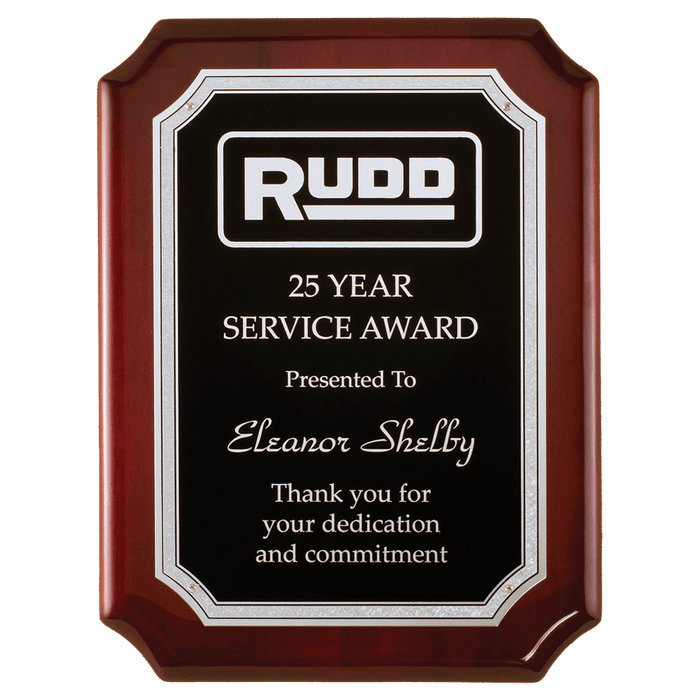 Rosewood High Gloss Scalloped Corner Plaque - PWR34
