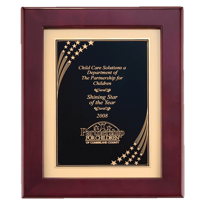 Rosewood Piano Finish Frame w/Gold Back & Star Border