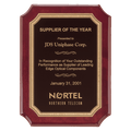 Rosewood Piano Finish Plaque w/Gold Border Black Plate