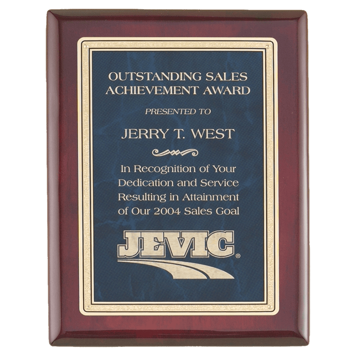 Rosewood Piano Finish Plaque w/Marble/Gold Design Plate