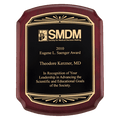 Rosewood Piano Finish Plaque w/Gold Border & Black Plate