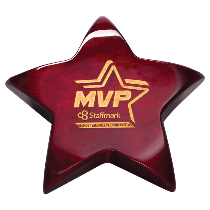 Rosewood Piano Finish Star Paperweight with Felt Bottom