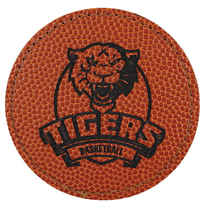 3" Round Basketball Leatherette Patch with Adhesive