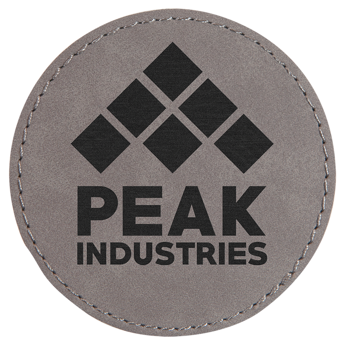3" Round Gray Leatherette Patch with Adhesive