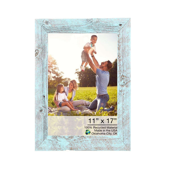 Rustic Blue Wood Picture Frame | 11"x17"