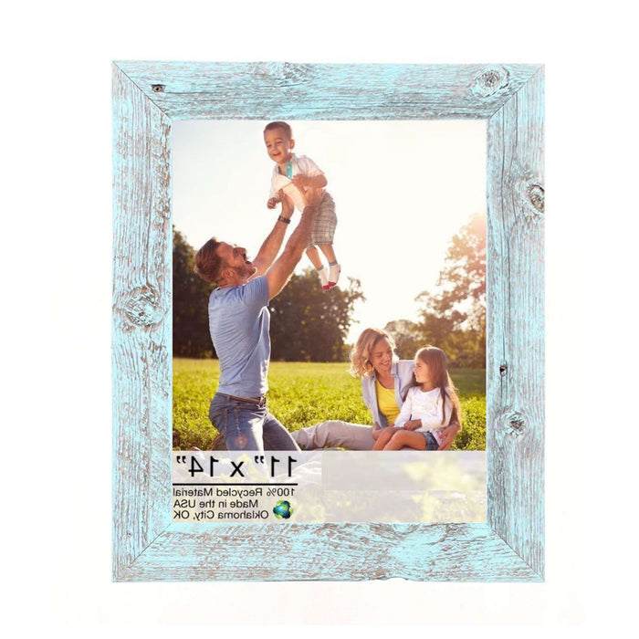 Rustic Blue Wood Picture Frame With Plexiglass Holder | 11"x14"