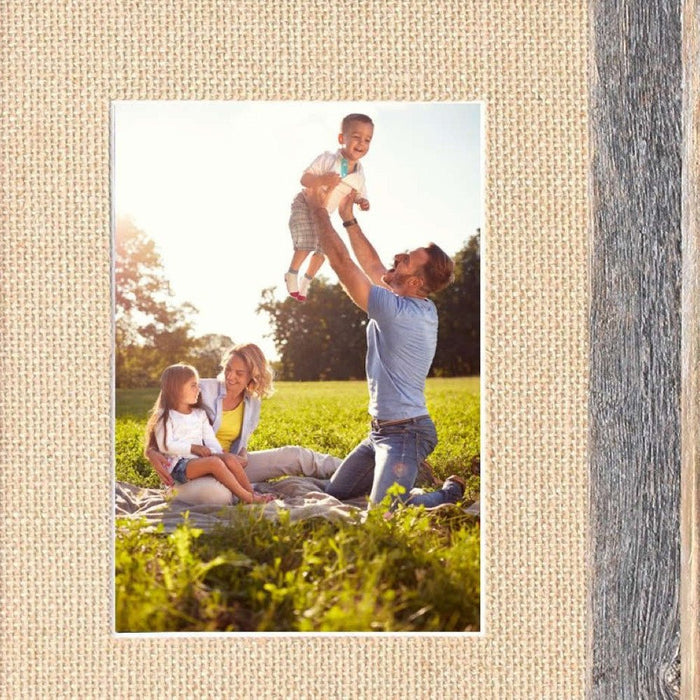 Rustic Burlap & Wood Picture Frame With Plexiglass | 11"x14"