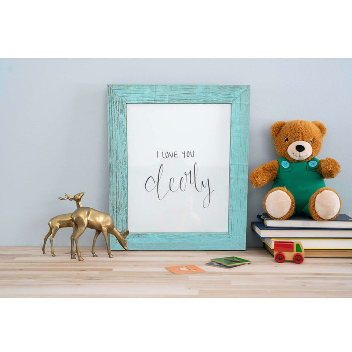 Rustic Farmhouse Light Aqua Blue Wood Frame | 12"x24"