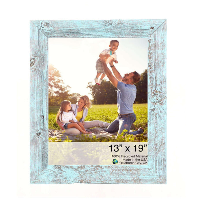 Rustic Farmhouse Light Aqua Blue Wood Frame | 13"x19"